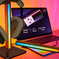 Support de casque de jeu RGB pour ordinateur de bureau avec affichage de rythme musical, support de casque pour joueur avec LED multicolores, accessoires de jeu de bureau
