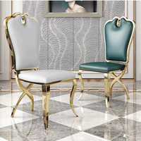 Chaise de salle à manger de luxe pour mariage, structure en acier inoxydable, siège en cuir PU, chaise de banquet moderne pour la maison et l'hôtel