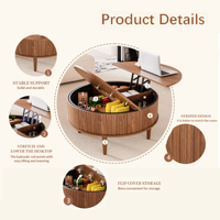 Table basse ronde moderne en bois à lattes, finition noyer, pour grossistes en meubles, commande en gros, OEM, ODM