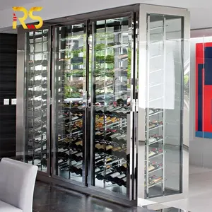 Hotel Modern Stainless Steel Wine Cooler Restaurant Whiskey Wine Rack Display Living Room Wine Bar Cabinet For Home