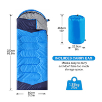 Sac de couchage pour adultes, 3 saisons, type enveloppe, à capuche, imperméable, pour le camping