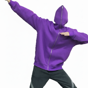 Nouveaux sweats à capuche professionnels à fermeture éclair Boxy Fit blanc couleur unie tenue décontracté 100% coton français éponge taux de gros - Product Image 1