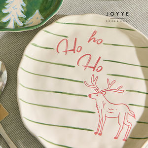 JOYYE Juego de Platos Personalizados, Vajilla de Gres de Cerámica con Formas Orgánicas, Árbol de Navidad de Invierno, Pintado a Mano, 8 Pulgadas, 10 Pulgadas - Product Image 4