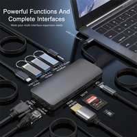 Hub USB-C 3.2 Multipuerto, Adaptador con Ethernet RJ45 1000M, 4K, Ranuras TF/SD, Tipo C, Base de Aluminio para MacBook