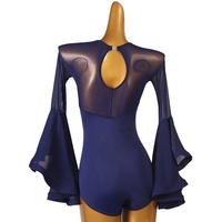 Nouvelle robe de danse moderne une pièce à manches cloche, robe de danse de salon standard, robe de danse sociale, magnifique robe de danse latine à dos nu