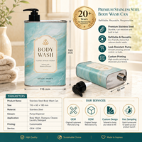 Distributeur à pompe rectangulaire en acier inoxydable de 1 L, bidon rechargeable avec pompe pour shampoing, gel douche, lessive, savon liquide pour le corps