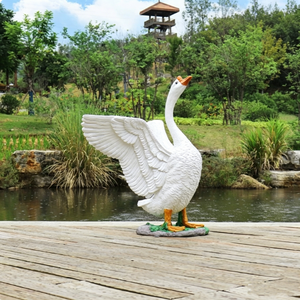 Statuetta di Oca Bianca in Resina, Decorazione per Cortile e <span class=keywords><strong>Giardino</strong></span>, Statua Animale Simulata per Paesaggistica - Product Image 6