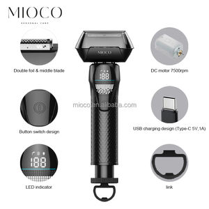 MIOCO M2203 Afeitadora <span class=keywords><strong>profesional</strong></span> de triple hoja, afeitadora cero, hoja en T de doble hoja, carga rápida, LCD, batería desmontable, cara RV - Product Image 3