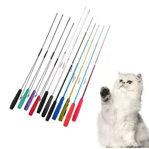 Pet Supplies Cat Toys High Quality Retractable Fishing Rod Three Telescopic Cat Teaser Stick Wand Cat Fishing Rods Wholesale