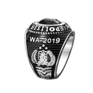 Bague vintage à la mode personnalisée bague en acier inoxydable à pierres précieuses à facettes multiples pour cadeau commémoratif de l'Académie de l'armée de l'air - Product Image 3