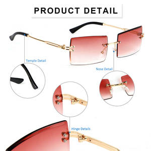 Gafas de Sol Rectangulares con Corte de Diamante Q102, Gafas de Sol de Lujo para Hombre y Mujer, Montura Metálica Cuadrada, Sin Montura, Estilo Vintage - Product Image 5