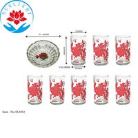 Usine Pas Cher Imprimé Verre Jus Tasse Verrerie 9-Pack Grande Tasse Personnalisé Pinte Imprimé Verre et Cristal Clair Vintage Cendrier Ensemble