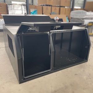 Portable Waterproof 3-Door Aluminum Ute Canopy with Outdoor Lockable <b>Tool</b> <b>Boxes</b> and 1/4 Dog Cage - Product Image 1