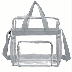 Women's Fashion Shoulder <b>Bag</b> New <b>Transparent</b> PVC <b>Makeup</b> Case with Zipper Closure Waterproof Logo Pattern Travel Case - Product Image 1