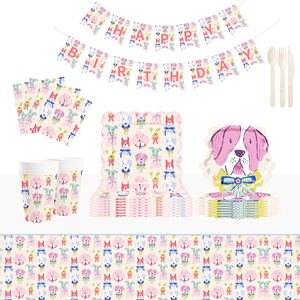 DAMAI - Juego de Vajilla Desechable con Diseño de Perros, Platos, Vasos y Servilletas de Papel para Fiestas Infantiles - Product Image 1