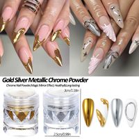 Poudre à ongles chromée or et argent métalliques, pigment à effet miroir magique, paillettes à frotter, gel de modelage 3D pour ongles