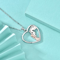Pendentif Cheval GP127 en Argent Sterling 925, Cœur d'Amour Étreignant un Cheval, pour Collier, Bijou Fin, Cadeau pour Femmes et Filles