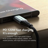 Câble de chargeur Premium 120W Type C Câble de charge rapide USB C à C en nylon tressé durable pour iPhone 16/15 Pro Max iPad Samsung