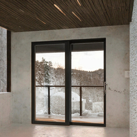 Porte coulissante en aluminium noir pour patio, double vitrage en verre trempé, ouverture latérale, porte extérieure pour villa, hôtel