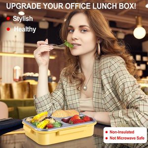 Boîte à lunch en acier inoxydable, qualité alimentaire durable, 25 oz, étanche, boîte à bento à 3 compartiments pour enfants et adultes, passe au lave-vaisselle - Product Image 4