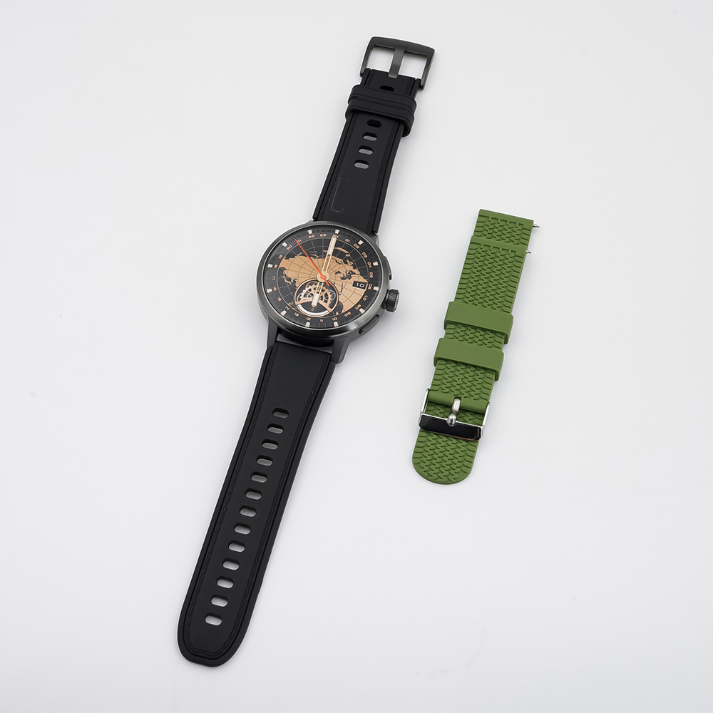 Negro (correa de silicona verde libre)