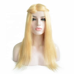 Dài tóc vàng trong suốt đầy đủ mỏng da PU Poly cơ sở thực sự ban đầu Trinh Nữ tóc con người phụ nữ đầy đủ cap ren tóc giả - Product Image 4