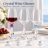 Gobelet à vin de luxe en cristal facetté, directement de l'usine, avec pied orné de strass colorés, idéal pour les fêtes