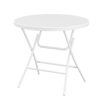 Table ronde de salle à manger pliante de camping en plastique blanc portable de 6 pieds pour l'extérieur et personnalisée en usine pour événement, fête avec 4 chaises