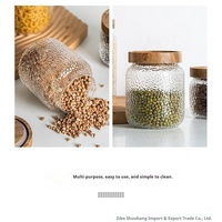 Bocaux de rangement en verre martelé avec couvercles en bois d'acacia, hermétiques, pour garde-manger, céréales, café, thé, épices