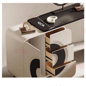 JINSHAN nueva mesa de maquillaje de tablero de madera maciza <span class=keywords><strong>multicapa</strong></span> de grado ajustable moderno con almacenamiento de espejo para aplicación de dormitorio - Product Image 6