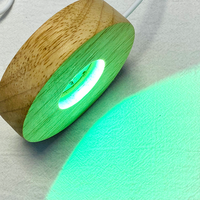 Lampe de nuit LED 3D DIY, base en bois LED RGB, lampe de table LED arrondie, bases en bois, lumière de nuit USB, boule de cristal 3D