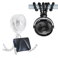 Ventilateur portable USB pliable en plastique pour poussette, bureau, mini ventilateur rechargeable en forme de pieuvre
