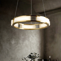 Lustre moderne en laiton et marbre, suspension LED en albâtre, lampe suspendue minimaliste pour salon, salle à manger, îlot de cuisine, hôtel