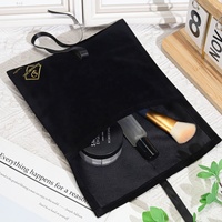 Pochette d'emballage en velours noir de haute qualité pour outils de maquillage, perruques cosmétiques, avec ruban, logo personnalisé, enveloppe cadeau en velours