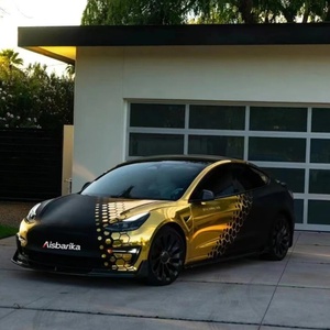 1.52 X 17m PET Anti Gores Super Gloss Glod Stiker Pembungkus Mobil <span class=keywords><strong>Vinyl</strong></span> <span class=keywords><strong>Mirror</strong></span> <span class=keywords><strong>Chrome</strong></span> Stiker Pembungkus Mobil Full Body Matte <span class=keywords><strong>Gold</strong></span> Pembungkus Bodi - Product Image 1