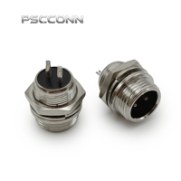 Connecteur circulaire industriel PSCCONN GX12 fileté pour l'aviation, 2, 3, 4, 5, 6, 7 broches, mâle à double clé plate
