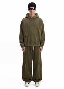 Ensemble de survêtement vintage délavé à l'acide 365g personnalisé pour <span class=keywords><strong>homme</strong></span> – Sweat à capuche et pantalon de jogging en molleton épais surdimensionné 2 pièces - Product Image 2