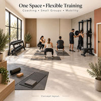 Plan d'équipement de studio de remise en forme compact et configurable pour l'entraînement fonctionnel de la force et les espaces de fitness commerciaux