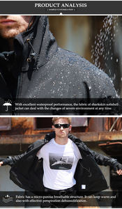 Chaquetas Tácticas de Senderismo para <span class=keywords><strong>Hombre</strong></span> Rompevientos con Capucha Impermeable Gruesa de Forro Polar Cálido Piel de Tiburón Softshell - Product Image 4