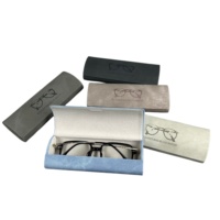 Étui à lunettes rigide en tissu sergé minimaliste, avec logo en relief, résistant aux chocs, portable, pour lunettes de myopie et de lecture