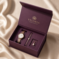 Boîte à bijoux magnétique de luxe sur mesure pour ensemble de montres avec dorure à chaud, laminage mat, gaufrage et doublure en éponge - Boîte rigide écologique