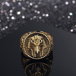 Wholesale Unisex Pharaoh <b>Ring</b> Signet Stainless Steel Egyptian <b>Statement</b> Jewelry Mens Womens Punk Inlay Engagement Gift Party - Product Image 4