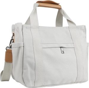 Sac fourre-tout en toile de coton pour femmes, de bonne qualité, avec logo personnalisé imprimé, fermeture à bandoulière, pour cadeaux et promotions - Product Image 3