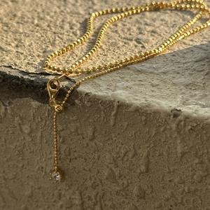 S925 Pure Silver Cut Bead Necklace with Niche Design Simple Vintage Style <b>Peacock</b> Stone Collarbone Chain Fashion Sweater Chain - Product Image 3