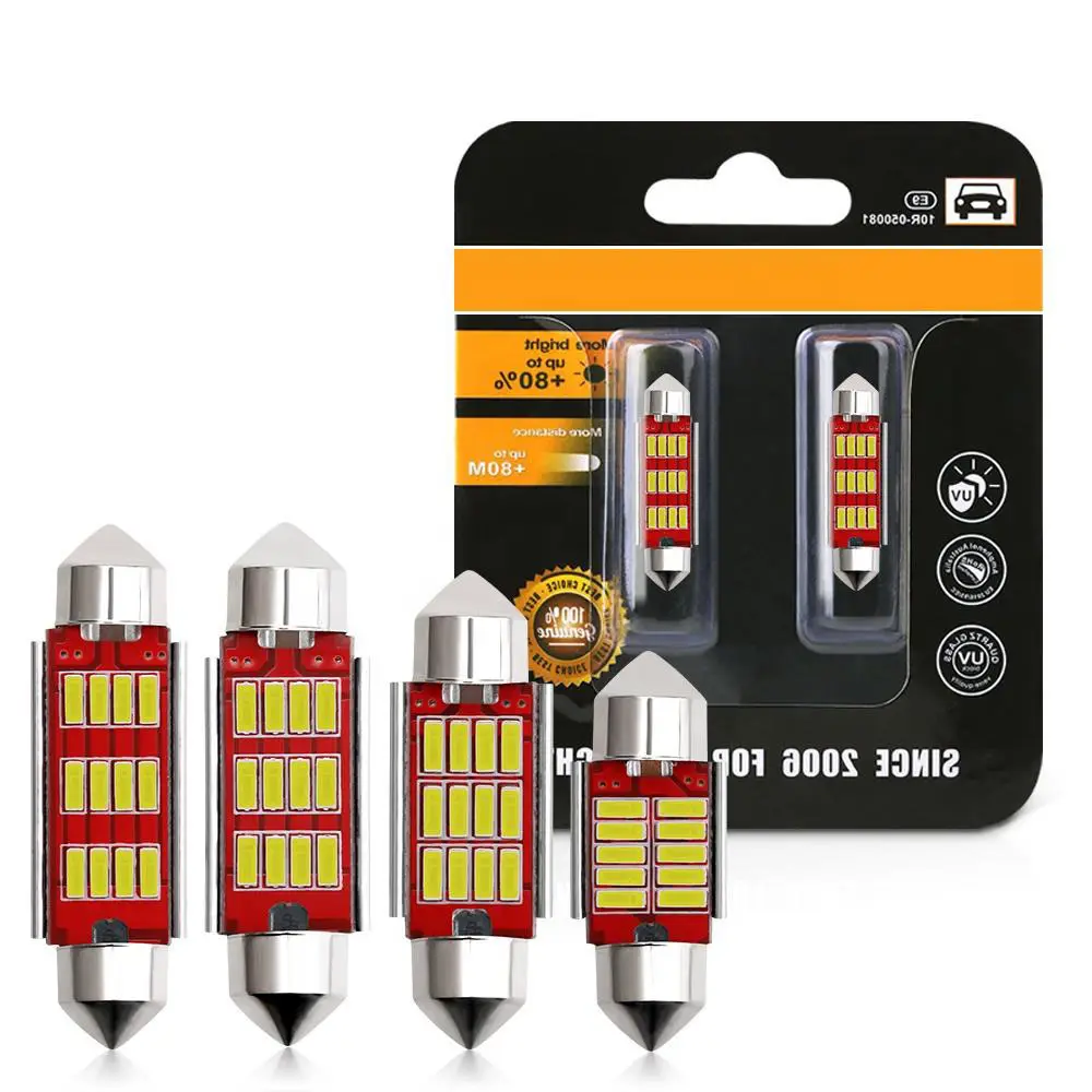 Bombilla Led C5w para coche de 12V, lámpara de lectura Interior, 31mm, 36mm, 39mm, 41mm, festón, 4014 Led Canbus, luz de techo sin errores