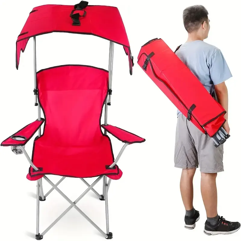Lightweight and Heavy Duty Beach Chair with Sunshade for Adults for Picnics Fishing and Outdoor Activities