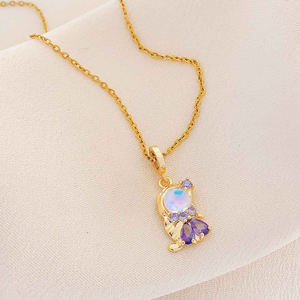 Collar de Moda al por Mayor con Circonita Cúbica, Diseño de <span class=keywords><strong>Villano</strong></span> de Dibujos Animados, Chapado en Oro de 18K, Resistente al Agua, para <span class=keywords><strong>Mujer</strong></span>, Brillante, Estilo Aurora - Product Image 3