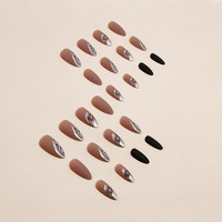 Prix de gros Luxe Style Français Nails Art Acrylique Pointes Ongles Artificiels Faux Ongles 24pcs Press On Nails