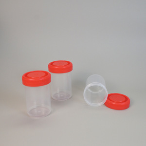 Vasos de plástico para muestras con tapa roja de 50 ml para uso en laboratorio, recipientes desechables para recolección - Product Image 1