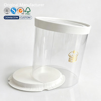 Boîte à gâteau cylindrique ronde en PET, base en papier pliable avec couvercle, boîte d'emballage pour gâteau d'anniversaire ronde de qualité alimentaire avec logo personnalisé